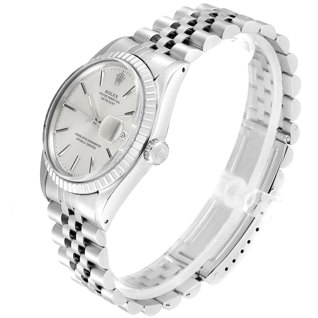 This Rolex Vintage Collection 16030 Men's Stainless Steel Silver Dial 16030 Men's Stainless Steel Silver Dial model watch is shown at a three-quarter angle, highlighting the face, bezel, crown, and bracelet.