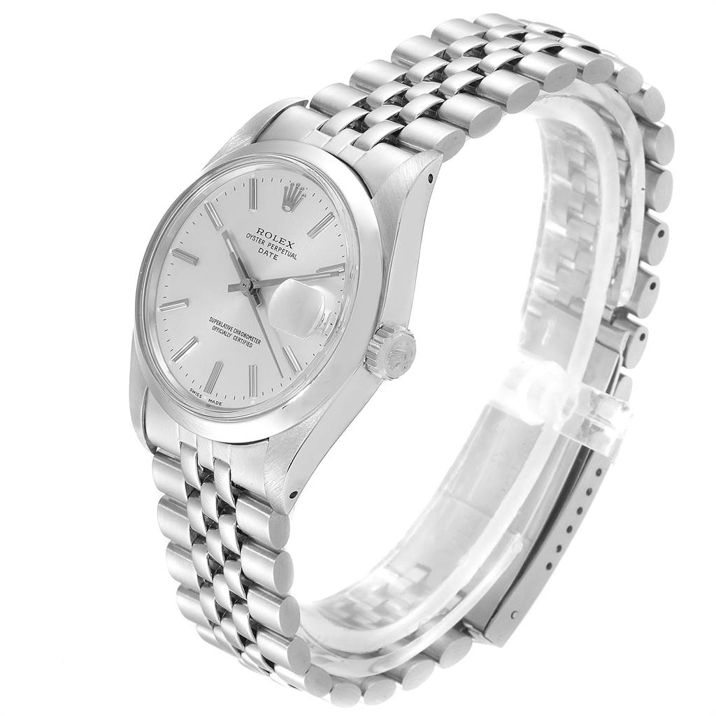 The Rolex Vintage Collection 15000 Men
s Stainless Steel Silver Dial 15000 Men
s Stainless Steel Silver Dial model is shown from an angled side view, displaying its face, bezel, crown, and bracelet.