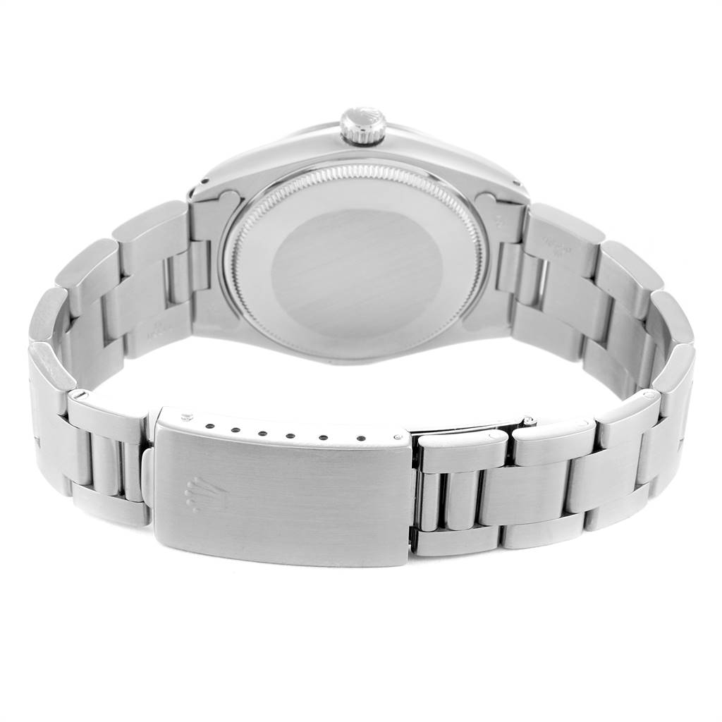 This image shows the back side, case back, and clasp of the Rolex Vintage Collection 5500 Men's Stainless Steel Blue Dial 5500 Men's Stainless Steel Blue Dial watch.