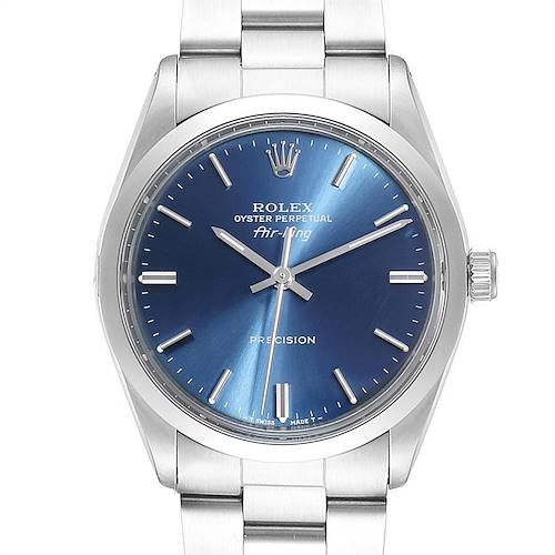 Photo of Rolex Air King Vintage Stainless Steel Blue Dial Mens Watch 5500 Box Papers