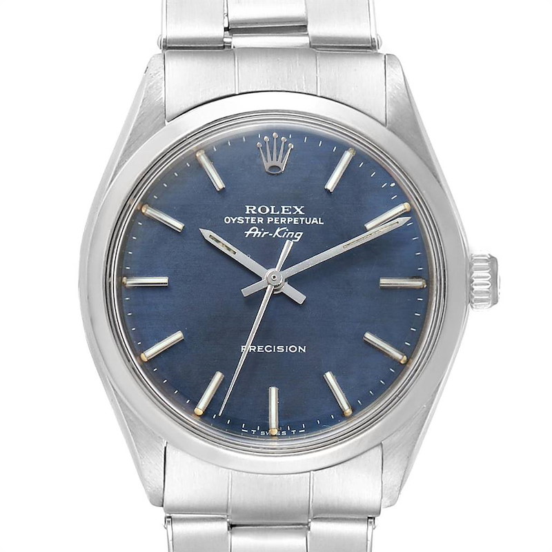 Rolex Air King Ghost Blue Dial Vintage Steel Mens Watch 5500 SwissWatchExpo