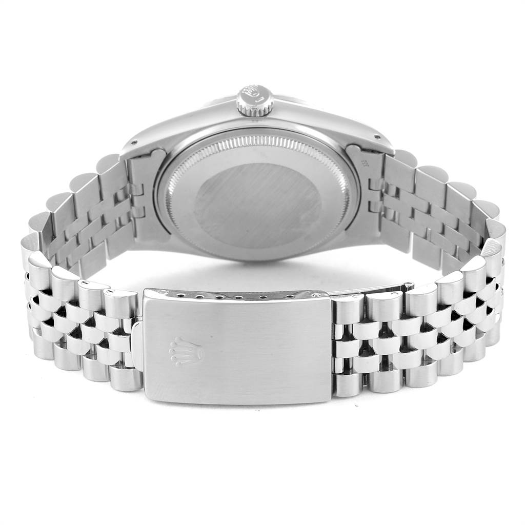 The image shows the back case, crown, and bracelet clasp of the Rolex Vintage Collection 16030 Men's Stainless Steel Grey Dial 16030 Men's Stainless Steel Grey Dial watch from a rear angle.