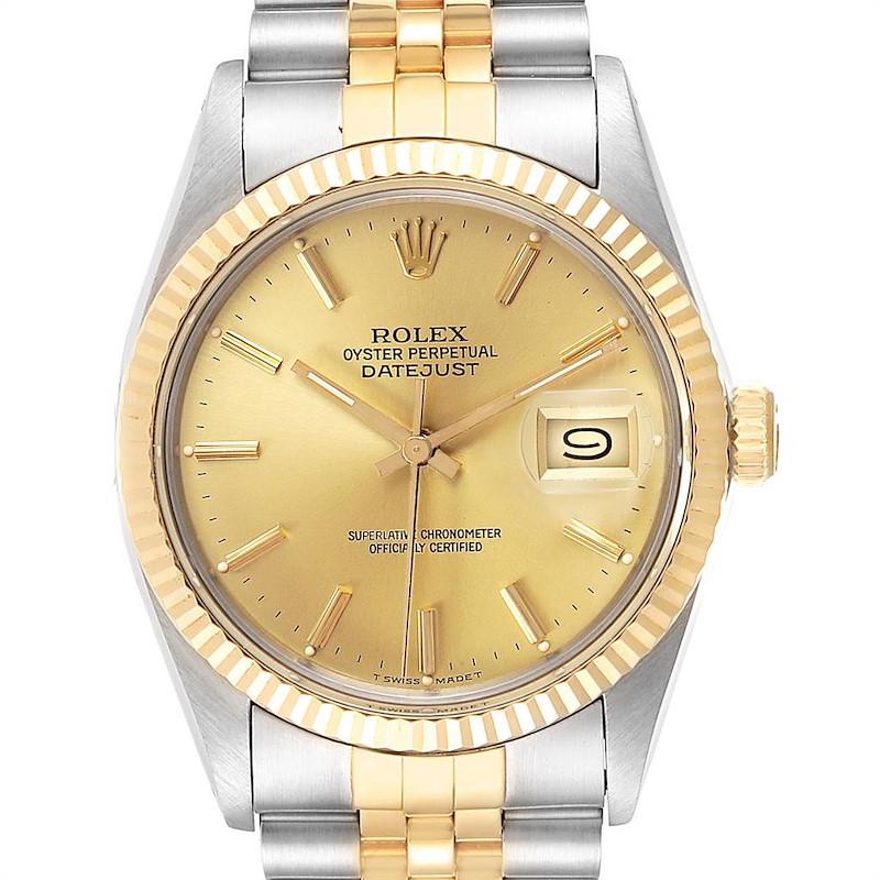 Rolex Datejust 36 Steel Yellow Gold Vintage Mens Watch 16013 Papers SwissWatchExpo