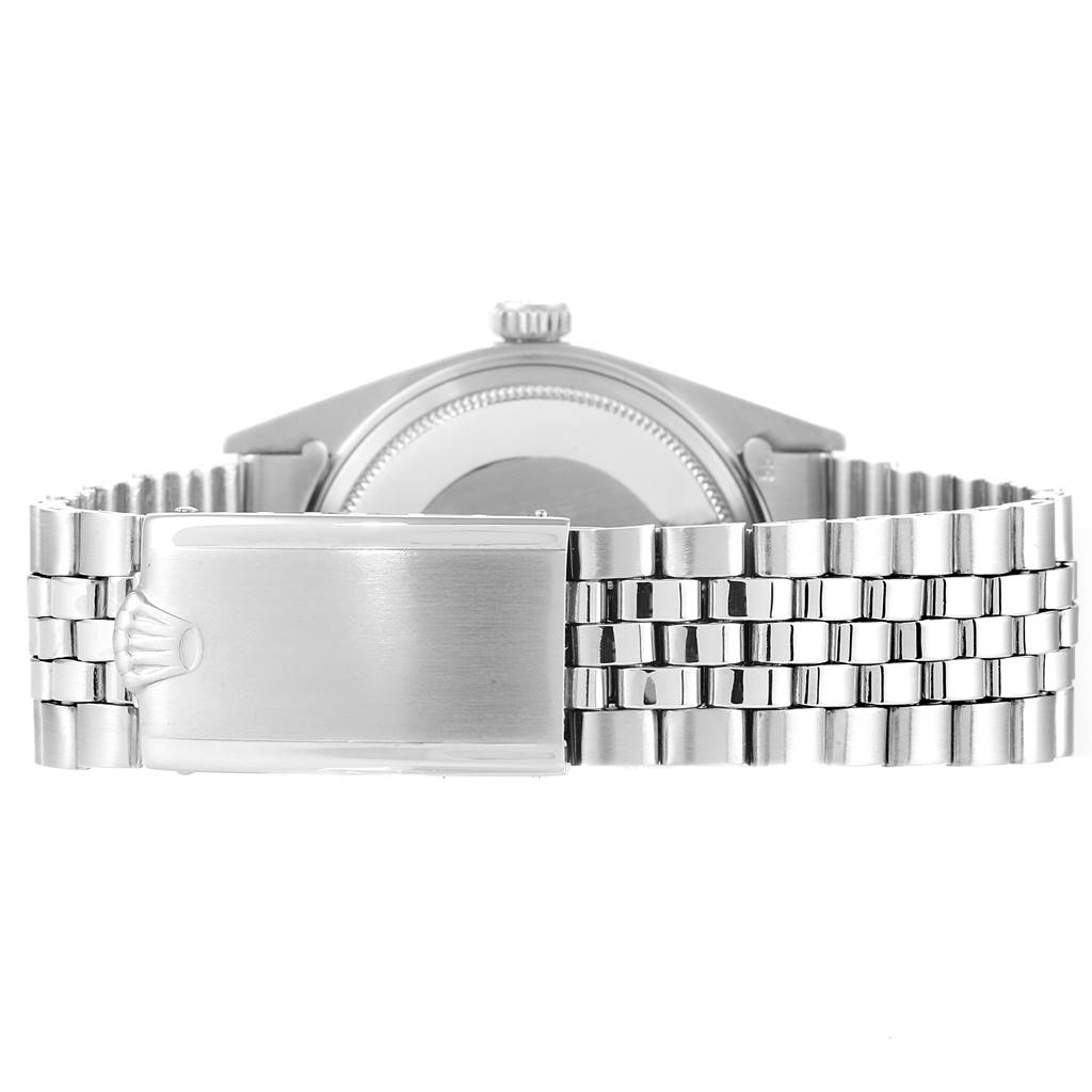 The image shows the back view of a Rolex Vintage Collection 1601 Men's Stainless Steel Grey Dial 1601 Men's Stainless Steel Grey Dial model watch, focusing on the clasp and bracelet.