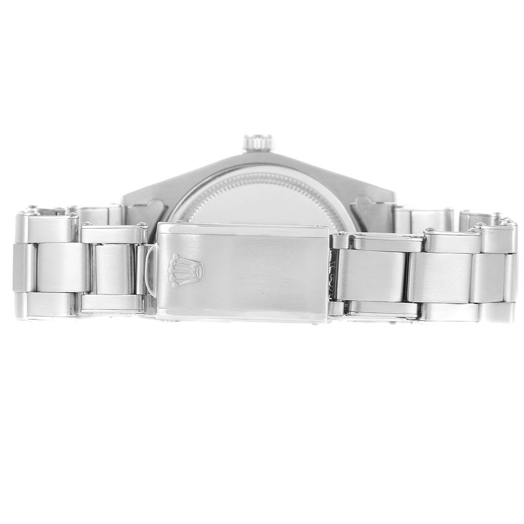 This is a rear view of the Rolex Vintage Collection 6694 Men
s Stainless Steel Silver Dial 6694 Men
s Stainless Steel Silver Dial model, showing the bracelet and clasp.