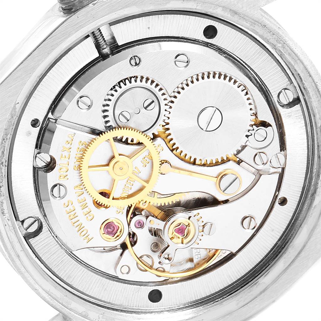 The image shows the exposed internal mechanical movement of a Rolex Vintage Collection 6694 Men's Stainless Steel Grey Dial 6694 Men's Stainless Steel Grey Dial model, viewed from the back.