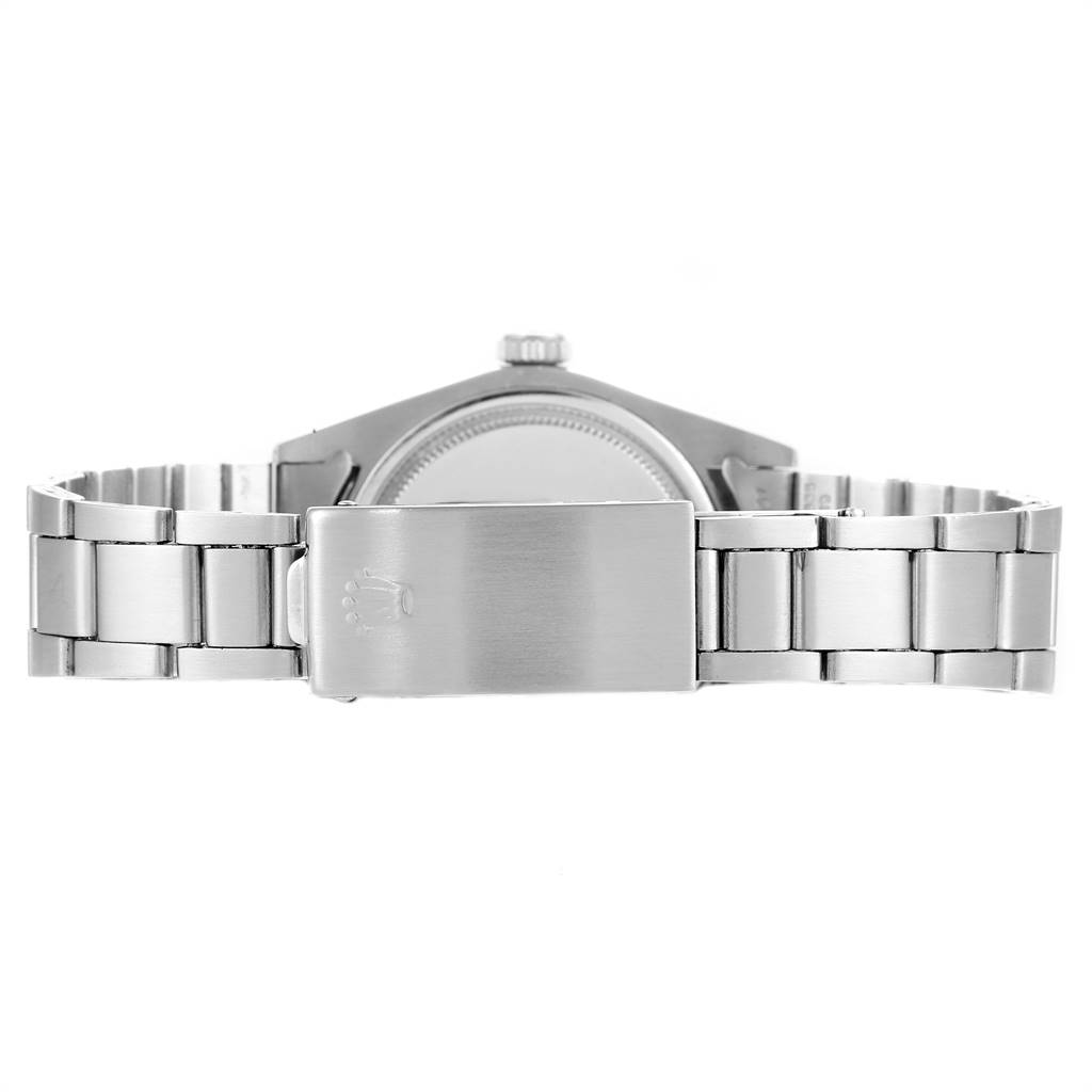 This image shows the back view of the Rolex Vintage Collection 6694 Men's Stainless Steel Grey Dial 6694 Men's Stainless Steel Grey Dial watch, focusing on the closed stainless steel bracelet and clasp.
