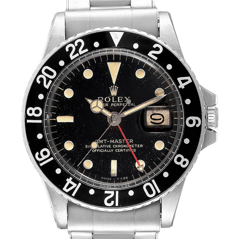 Rolex GMT Master Vintage Black Bezel Steel Mens Watch 1675 SwissWatchExpo