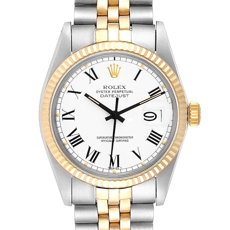 Rolex Datejust Steel Yellow Gold Buckley Dial Vintage Watch 16013 Unworn SwissWatchExpo