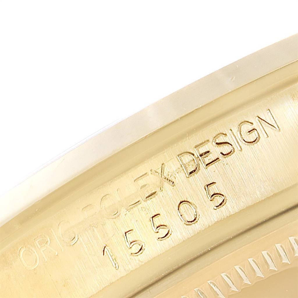 This image shows the engraved inner bezel of a Vintage Collection Rolex watch, model number 15505.