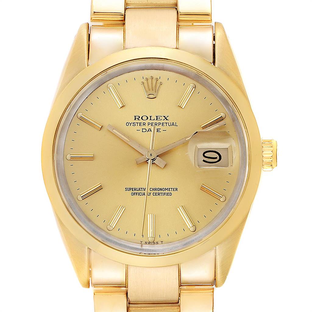 The Rolex Vintage Collection 15505 Men
s Champagne Dial 15505 Men
s Champagne Dial watch is shown from a front angle, highlighting its dial, hands, and bracelet.
