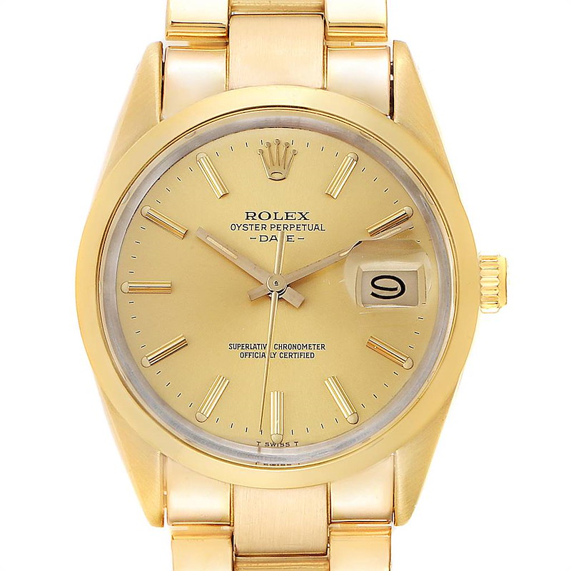 Rolex Date Gold Shell Oyster Bracelet Vintage Mens Watch 15505 SwissWatchExpo