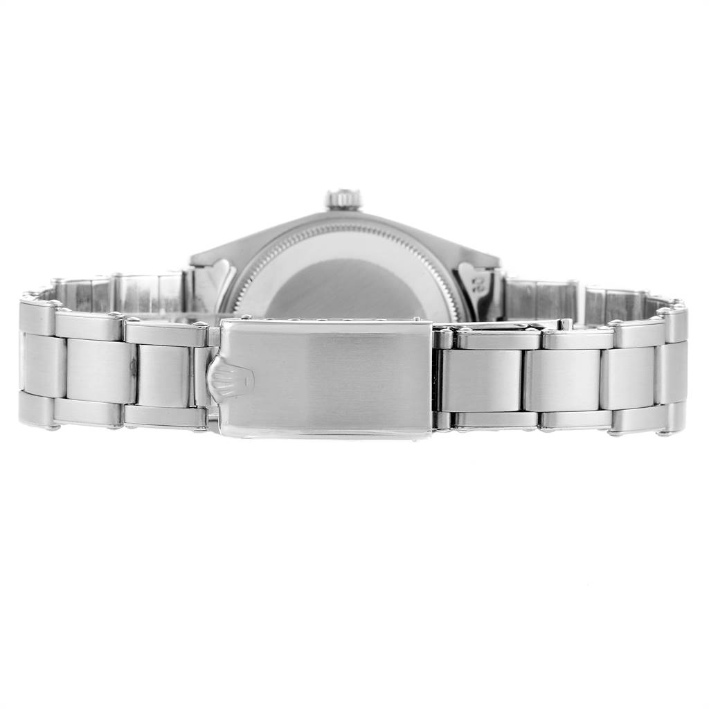 This image shows the back and clasp of a Rolex Vintage Collection 1003 Men
s Stainless Steel Silver Dial 1003 Men
s Stainless Steel Silver Dial model watch, displaying its stainless steel bracelet.