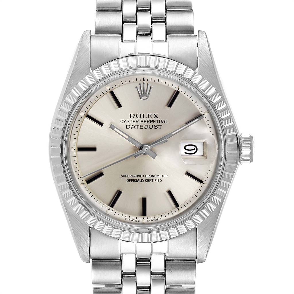 Rolex Datejust Steel White Gold Silver Dial Vintage Mens Watch 1601 ...