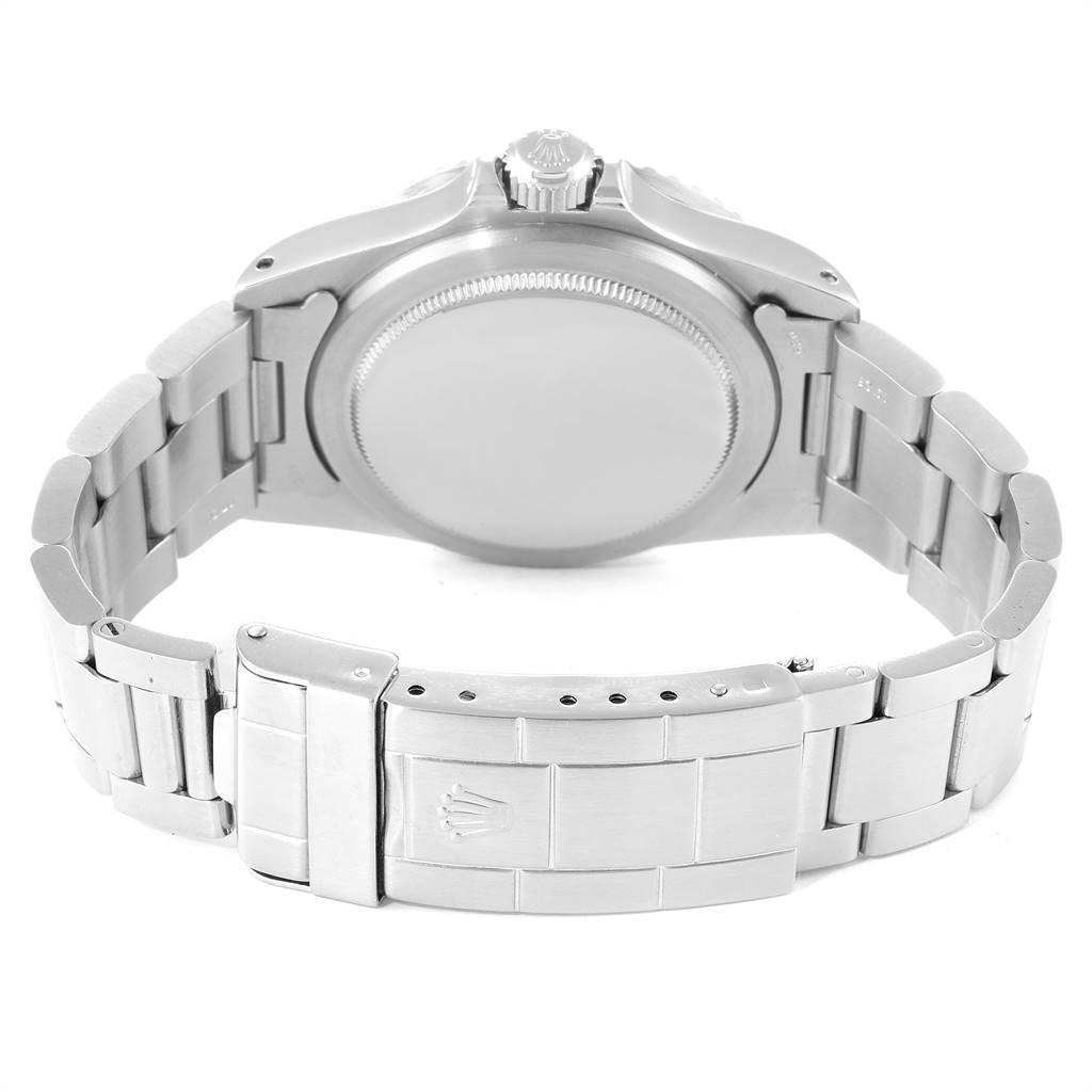 The image shows the back and bracelet of a Rolex Vintage Collection 5513 Men
s Stainless Steel Black Dial 5513 Men
s Stainless Steel Black Dial model watch, highlighting the clasp and crown.