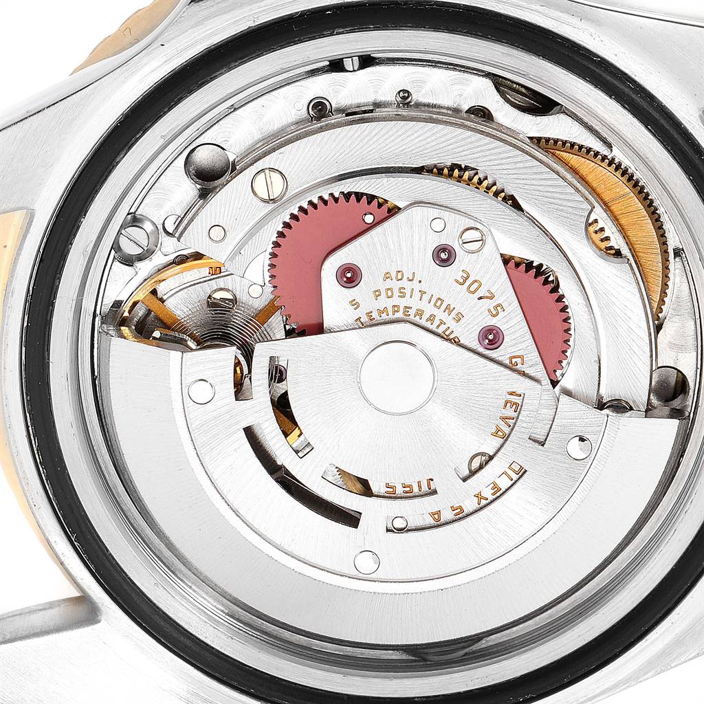 This image shows the internal movement mechanism of the Rolex Vintage Collection 16753 Men's Steel and Gold (two tone) Black Dial 16753 Men's Steel and Gold (two tone) Black Dial model from a close-up, angled view.