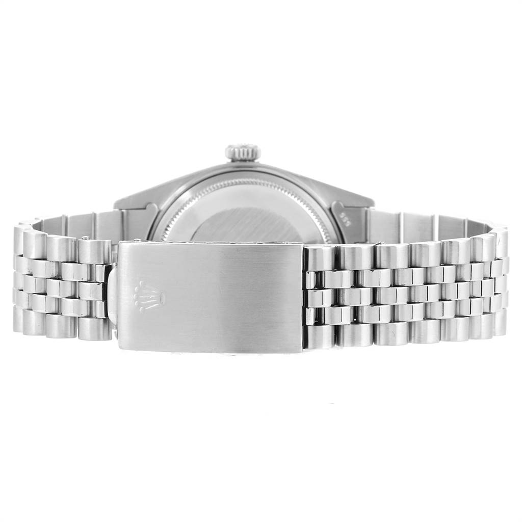 This image shows the back view and clasp of a Rolex Vintage Collection 1601 Men
s Stainless Steel Silver Dial 1601 Men
s Stainless Steel Silver Dial watch.