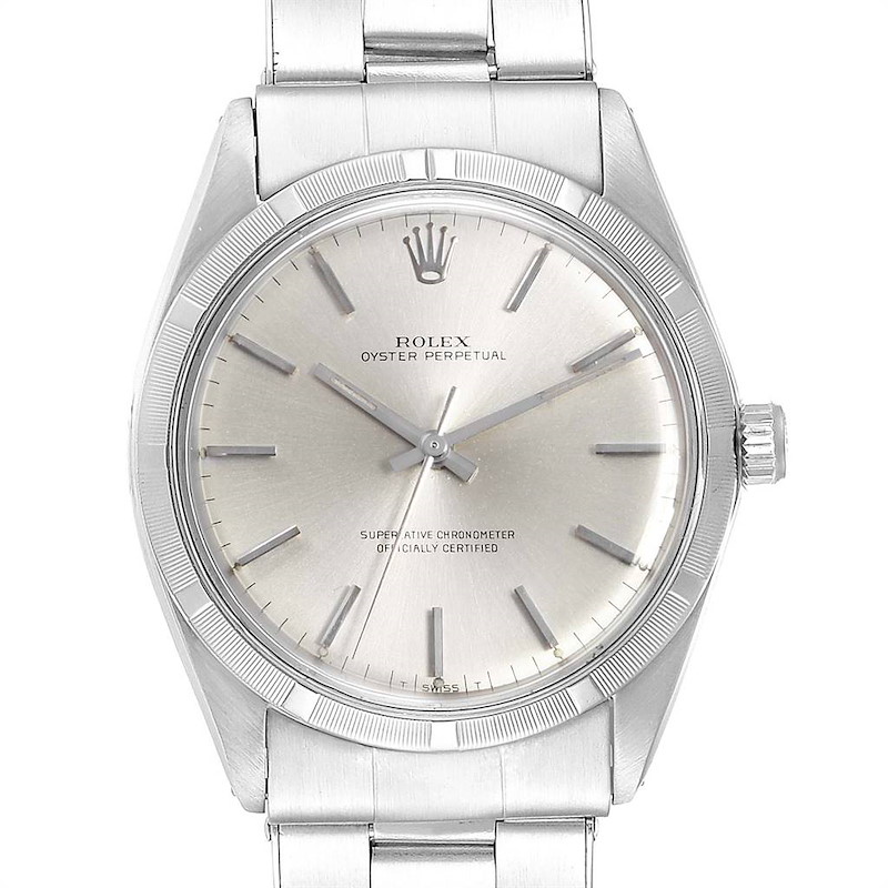 Rolex Oyster Perpetual Silver Dial Vintage Steel Mens Watch 1003 SwissWatchExpo