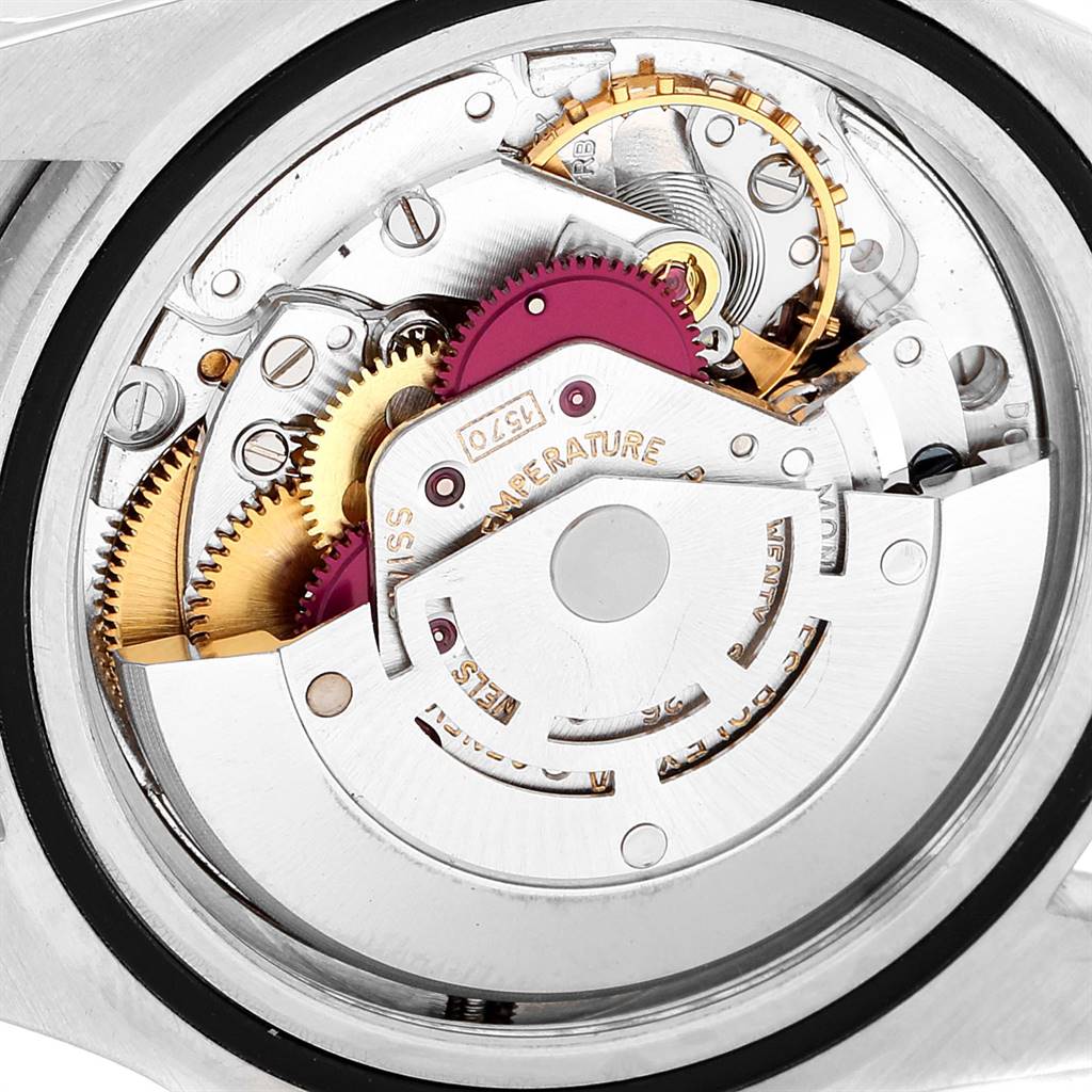 The image shows a close-up view of the internal mechanism of the Rolex Vintage Collection 1675 Men
s Stainless Steel Black Dial 1675 Men
s Stainless Steel Black Dial model.