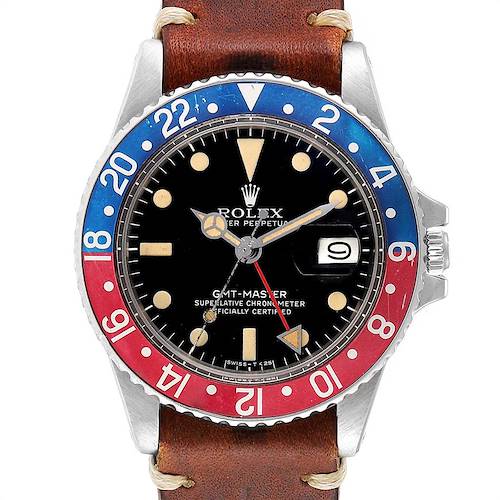 Photo of Rolex GMT Master Vintage Red and Blue Pepsi Bezel Mens Watch 1675 Papers