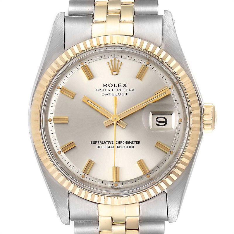 Rolex Datejust Steel White Gold Wide Boy Vintage Mens Watch 1601 SwissWatchExpo