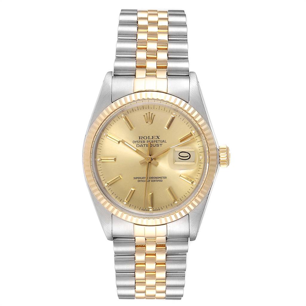 Rolex Datejust 36 Steel Yellow Gold Vintage Mens Watch 16013 Box Papers ...