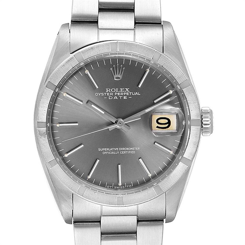 Rolex Date Vintage Grey Dial Stainless Steel Mens Watch 1501 SwissWatchExpo