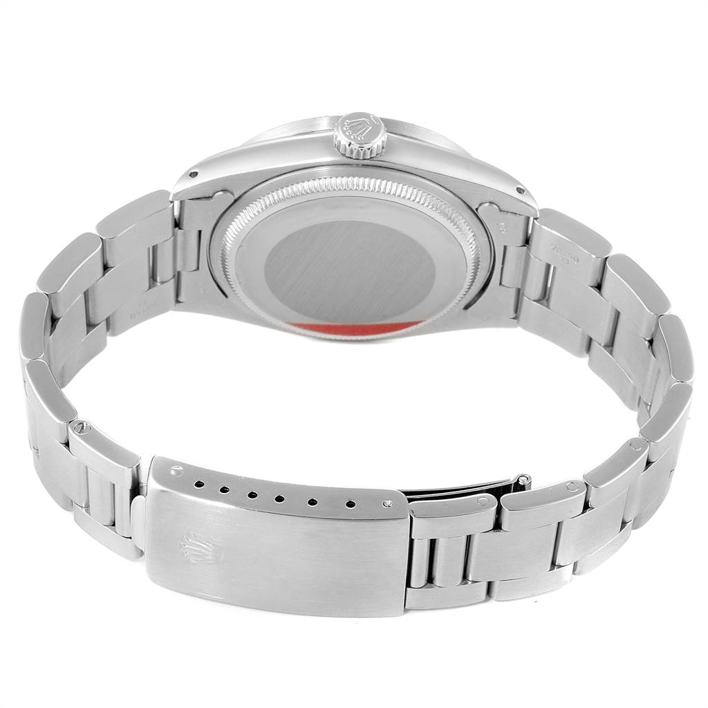 The image shows the back view and bracelet clasp of the Rolex Vintage Collection 1501 Men's Stainless Steel Grey Dial 1501 Men's Stainless Steel Grey Dial watch.