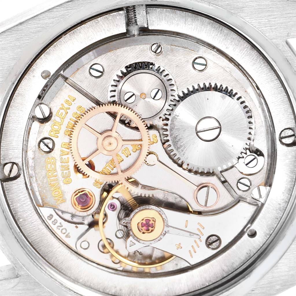 This image shows the internal mechanism and gear movement of the Vintage Collection watch model by Rolex.