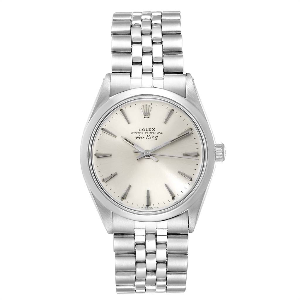 The Rolex Vintage Collection 5500 Men
s Stainless Steel Silver Dial 5500 Men
s Stainless Steel Silver Dial model is shown from a front angle, highlighting the dial, hands, case, crown, and bracelet.
