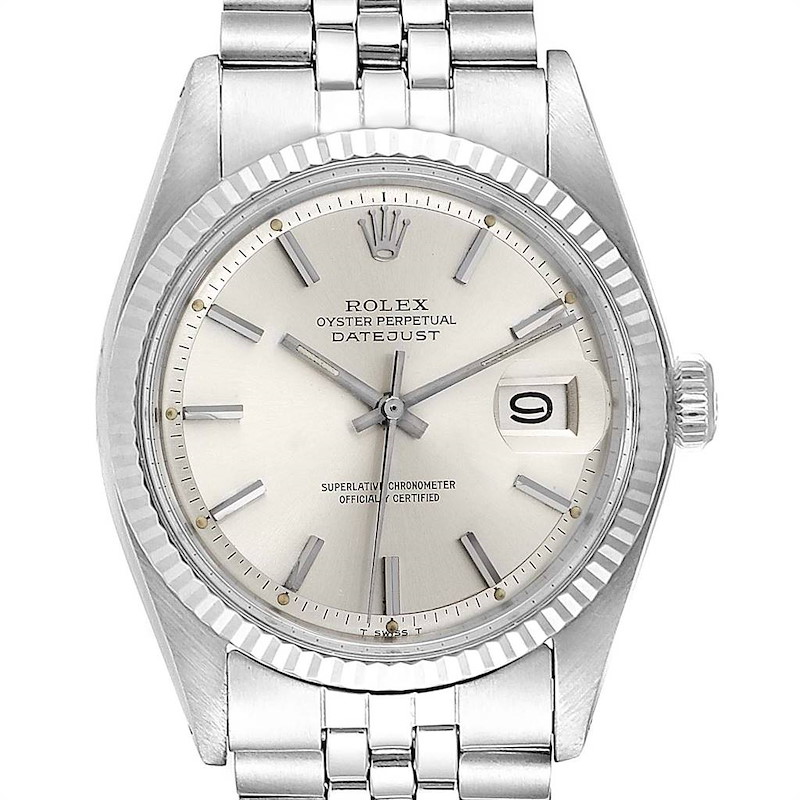 Rolex Datejust Steel White Gold Fluted Bezel Vintage Steel Watch 1601 SwissWatchExpo
