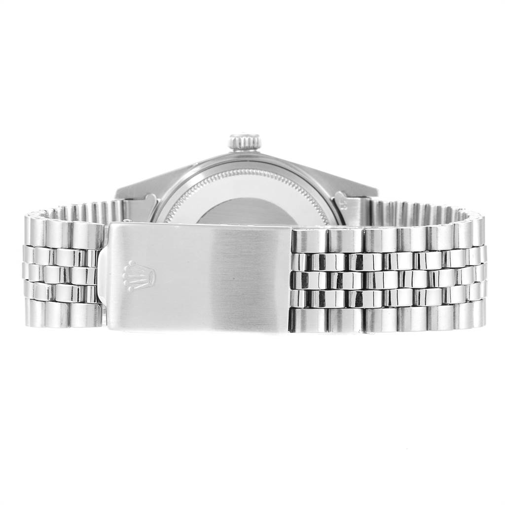 This image shows the backside and bracelet clasp of a Rolex Vintage Collection 1601 Men's Stainless Steel Silver Dial 1601 Men's Stainless Steel Silver Dial watch.