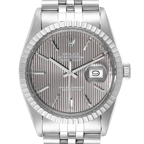 Photo of Rolex Datejust Vintage Grey Tapestry Dial Mens Watch 16030 Box Papers