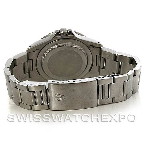 This image shows the back case and clasp of the Rolex Vintage Collection 1675 Men's Stainless Steel Black Dial 1675 Men's Stainless Steel Black Dial watch.