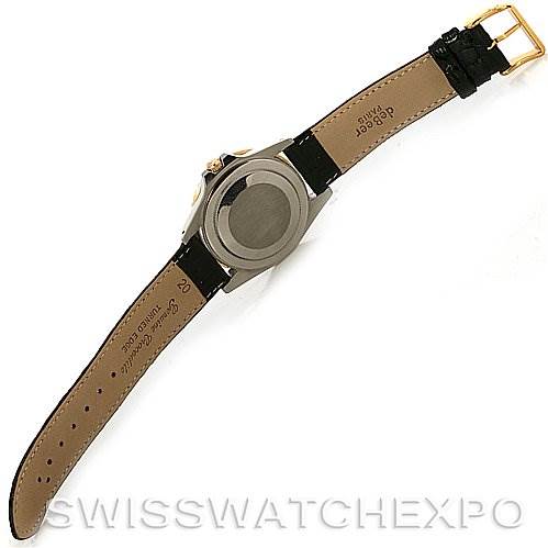 The image shows the back and inside of the band of a Rolex Vintage Collection 1675 Men's Stainless Steel Black Dial 1675 Men's Stainless Steel Black Dial watch, laid flat with the case back prominently displayed.