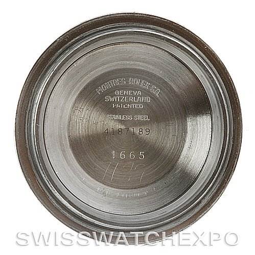 This image shows the inside case back of a Rolex Vintage Collection 1665 Men's Stainless Steel  1665 Men's Stainless Steel  watch.