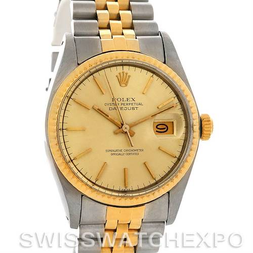 Photo of Rolex Datejust Vintage Mens Stainless Steel 14K Yellow Gold Watch 16013