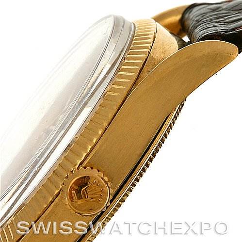 The image shows a side view of the Vintage Collection model by Rolex, highlighting the crown and case details.