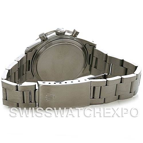 The image shows the back and partial side view of the Rolex Vintage Collection 6262 Men's Stainless Steel Black Dial 6262 Men's Stainless Steel Black Dial model, highlighting the bracelet and clasp.