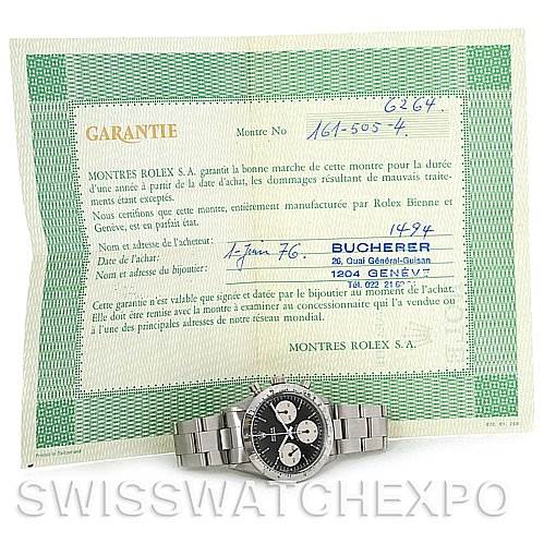 The image shows a Vintage Collection Rolex watch lying flat with its warranty certificate displayed in the background.