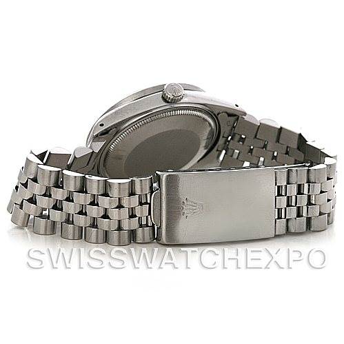 This image displays the back view and bracelet of the Rolex Vintage Collection 15010 Men's Stainless Steel White Dial 15010 Men's Stainless Steel White Dial model, including its clasp and crown.