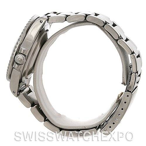 The image shows a side profile of a Rolex Vintage Collection 16760 Men's Stainless Steel Black Dial 16760 Men's Stainless Steel Black Dial watch, highlighting its bracelet and crown.