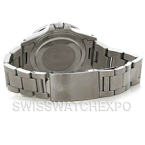 This image shows the back view of the Rolex Vintage Collection 16760 Men's Stainless Steel Black Dial 16760 Men's Stainless Steel Black Dial watch, focusing on the case back and the bracelet clasp.