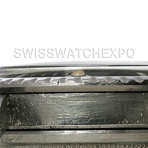 This close-up image of the Rolex Vintage Collection 5513 Men's Stainless Steel Black Dial 5513 Men's Stainless Steel Black Dial model shows the bezel and part of the watch casing.