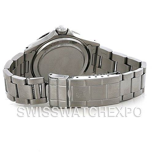 The image shows the back view of a Rolex Vintage Collection 1512 Men
s Stainless Steel  1512 Men
s Stainless Steel  watch, highlighting its clasp, bracelet, and back case.