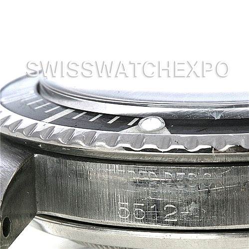 This image shows a close-up of the case, bezel, and part of the bracelet lug of the Rolex Vintage Collection 1512 Men
s Stainless Steel  1512 Men
s Stainless Steel  model 5512.