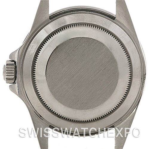 The image shows the back case of a Rolex Vintage Collection 168000 Men's Stainless Steel Black Dial 168000 Men's Stainless Steel Black Dial watch, highlighting a brushed finish and screw-down case back.