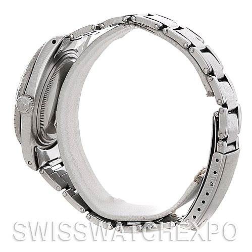 The image shows a side profile view of the Rolex Vintage Collection 6542 Men's Stainless Steel Black Dial 6542 Men's Stainless Steel Black Dial watch, highlighting the case, bezel, and bracelet.