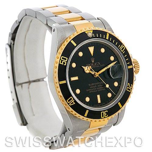 The image shows a Vintage Collection Rolex Submariner watch at an oblique angle, highlighting the bezel, crown, and bracelet.