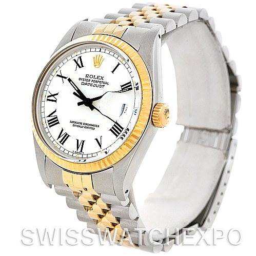 The image shows a Rolex Vintage Collection 16013 Men's Stainless Steel White Dial 16013 Men's Stainless Steel White Dial model watch at a three-quarter angle, highlighting the dial, bezel, crown, and bracelet.